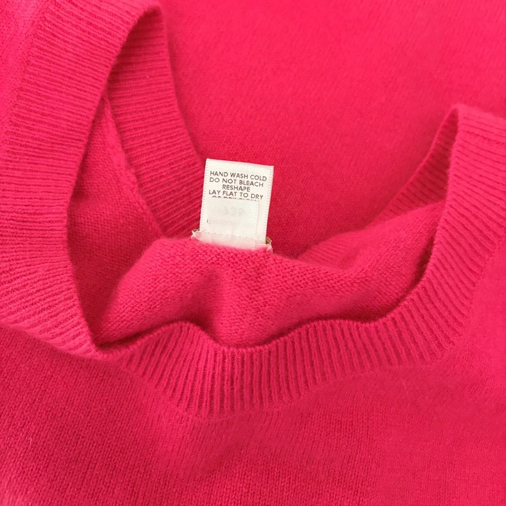 GARNET HILL Cashmere Sweater Scoop Neck Solid Pink Bright Pullover‎ X-Small